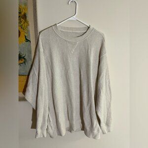 Aerie cream, waffleknit , crewneck sweatshirt